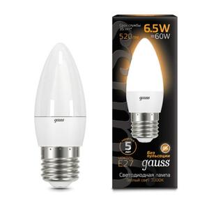 103102107 Лампа Gauss LED Свеча E27 6.5W 520lm 2700К 1/10/100 рис.0