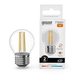 52212 Лампа Gauss Filament Elementary Шар 12W 730lm 2700К Е27 LED 1/10/100