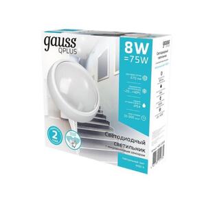 Св-к ЖКХ Gauss Qplus круг 8W 670lm 4000K 160-260V IP54 D175*76мм бел с дек рамк с м-вол сен LED 1/30 рис.3