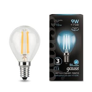 105801209 Лампа Gauss LED Filament Шар E14 9W 710lm 4100K 1/10/50 рис.0