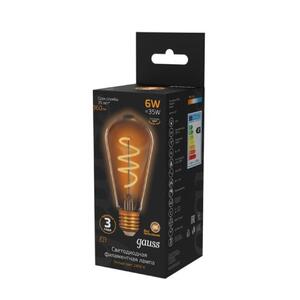 157802006 Лампа Gauss Filament ST64 6W 360lm 2400К Е27 golden flexible LED 1/10/40 рис.2