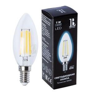 E14-7W-3000K Лампа LED (Свеча прозрачная Филамент) E14-7W-WW-candle filament