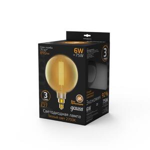 154802118 Лампа Gauss Filament G200 6W 890lm 2700К Е27 golden straight LED 1/6 рис.2