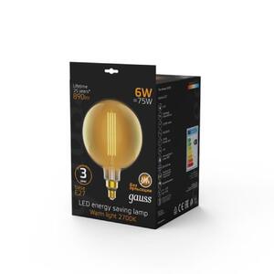 154802118 Лампа Gauss Filament G200 6W 890lm 2700К Е27 golden straight LED 1/6 рис.3