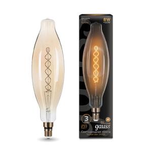 156802008 Лампа Gauss Filament BT120 8W 620lm 2400К Е27 golden flexible LED 1/10 рис.0