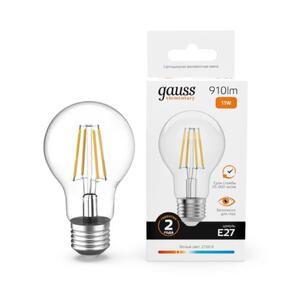 22211 Лампа Gauss Filament Elementary А60 11W 910lm 2700К Е27 LED 1/10/50 рис.0