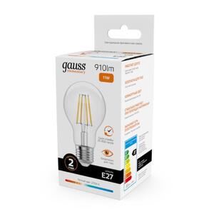 22211 Лампа Gauss Filament Elementary А60 11W 910lm 2700К Е27 LED 1/10/50 рис.3