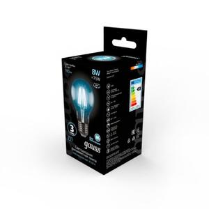 102802208 Лампа Gauss LED Filament A60 E27 8W 780lm 4100К 1/10/40 рис.2