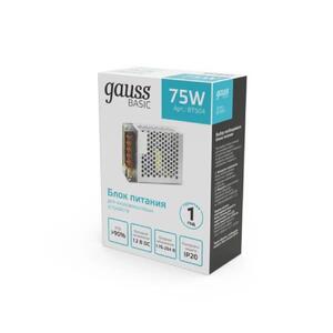 BT504 Блок питания Gauss Basic 12V 75W IP20 1/120 рис.2