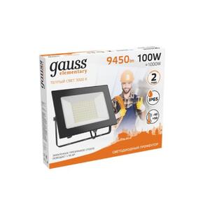 613527100 Прожектор светодиодный Gauss LED 100W 6700lm IP65 3000К черный 1/14 рис.2