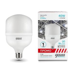 60424 Лампа Gauss Elementary T120 40W 3150lm 4100K E27/E40 Promo LED 1/20