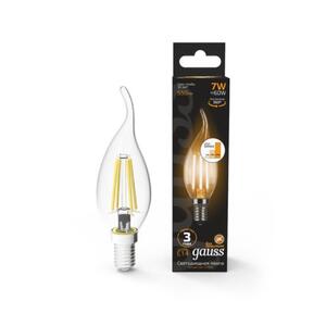 104801107-S Лампа Gauss Filament Свеча на ветру 7W 550lm 2700К Е14 шаг. диммирование LED 1/10/50