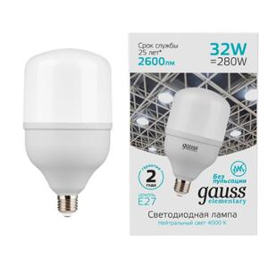 63233 Лампа Gauss Elementary T100 32W 2700lm 6500K E27 LED 1/20