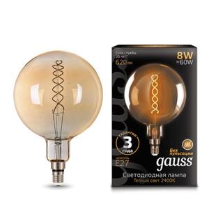 154802008 Лампа Gauss Filament G200 8W 620lm 2400К Е27 golden flexible LED 1/6