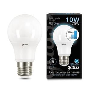 102502210-S Лампа Gauss LED A60 10W E27 920lm 4100K step dimmable 1/10/50 рис.0