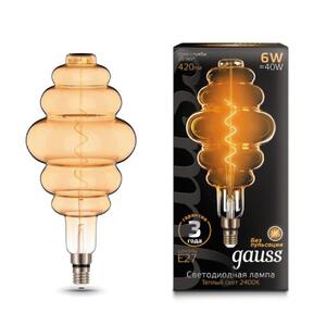 158802006 Лампа Gauss Filament Honeycomb 6W 420lm 2400К Е27 golden flexible LED 1/6 рис.0