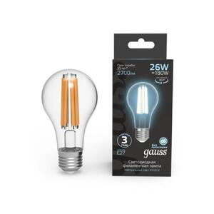 102902226 Лампа Gauss Filament А70 26W 2700lm 4100К Е27 LED 1/10/40 рис.0