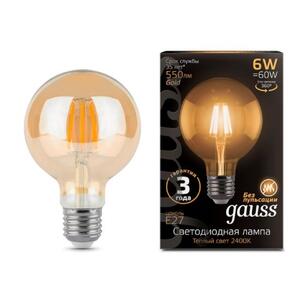 105802006 Лампа Gauss LED Filament G95 E27 6W Golden 550lm 2400K 1/20