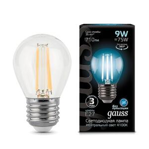 105802209 Лампа Gauss LED Filament Globe E27 9W 4100K 1/10/50