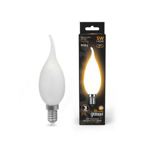 104201205 Лампа Gauss LED Filament Свеча на ветру OPAL E14 5W 450lm 4100К 1/10/50 рис.0