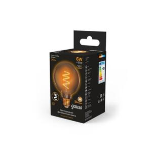 105802007 Лампа Gauss Filament G95 6W 360lm 2400К Е27 golden flexible LED 1/20 рис.2