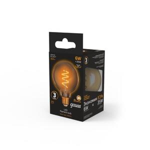 105802007 Лампа Gauss Filament G95 6W 360lm 2400К Е27 golden flexible LED 1/20 рис.3