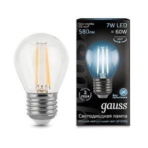 105802207 Лампа Gauss LED Filament Шар E27 7W 580lm 4100K 1/10/50 рис.0