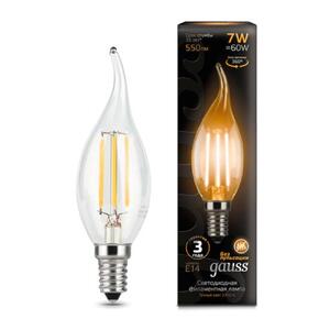 104801107 Лампа Gauss LED Filament Свеча на ветру E14 7W 550lm 2700К 1/10/50 рис.0