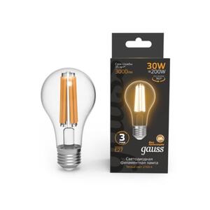 102902130 Лампа Gauss Filament А70 30W 3000lm 2700К Е27 LED 1/10/40