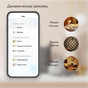 1290112 Gauss Лампа светодиодная филаментная Gauss Smart Home DIM E27 ST64 Golden 7 Вт 1/10/40 рис.5