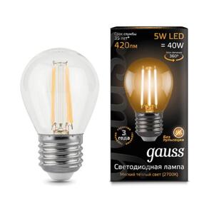 105802105 Лампа Gauss LED Filament Шар E27 5W 420lm 2700K 1/10/50 рис.0