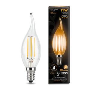 104801111 Лампа Gauss LED Filament Свеча на ветру E14 11W 720lm 2700K 1/10/50 рис.0