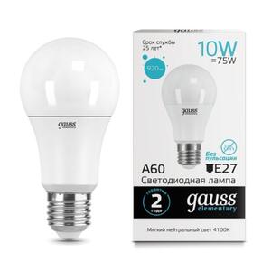 23220 Лампа Gauss LED Elementary A60 10W E27 920lm 4100K 1/10/50 рис.0