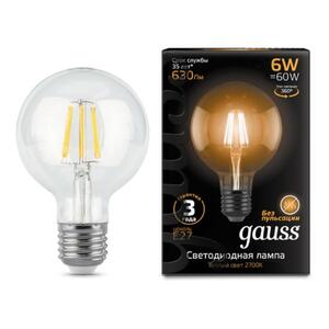 105802106 Лампа Gauss LED Filament G95 E27 6W 630lm 2700K 1/20 рис.0