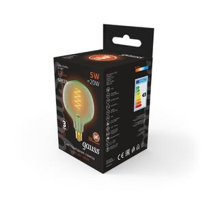 1012802105 Лампа Gauss Filament G125 5W 190lm 1800К Е27 green flexible LED 1/10 рис.3