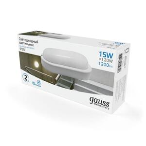 Светильник ЖКХ Gauss Elementary овал 15W 1200lm 6500K 160-260V IP65 200*98*46мм белый LED 1/40 рис.2