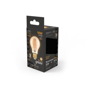 102802010 Лампа Gauss Filament А60 10W 820lm 2400К Е27 golden LED 1/10/40 рис.3