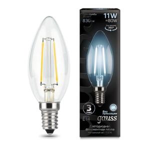 103801211 Лампа Gauss Filament Свеча 11W 830lm 4100К Е14 LED 1/10/50 рис.0