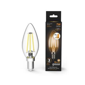 103801107-S Лампа Gauss Filament Свеча 7W 550lm 2700К Е14 шаг. диммирование LED 1/10/50