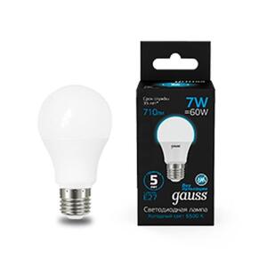 102502307 Лампа Gauss A60 7W 710lm 6500K E27 LED 1/10/50 рис.0