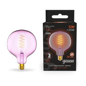 1011802105 Лампа Gauss Filament G125 5W 190lm 1800К Е27 pink flexible LED 1/10 рис.0