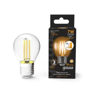 105802107-S Лампа Gauss Filament Шар 7W 550lm 2700К Е27 шаг. диммирование LED 1/10/50