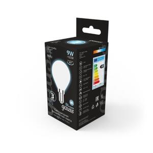 105201209 Лампа Gauss Filament Шар 9W 610lm 4100К Е14 milky LED 1/10/50 рис.2