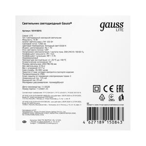 Светильник ЖКХ Gauss LITE овал 15W 1200lm 6500K 200-240V IP65 200*98*46мм белый LED 1/40 рис.3