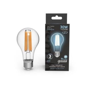 102902230 Лампа Gauss Filament А70 30W 3100lm 4100К Е27 LED 1/10/40 рис.0