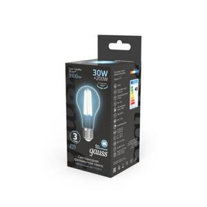 102902230 Лампа Gauss Filament А70 30W 3100lm 4100К Е27 LED 1/10/40 рис.3