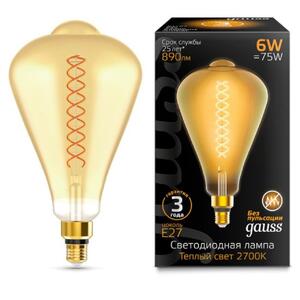 157802118 Лампа Gauss Filament ST164 6W 890lm 2700К Е27 golden straight LED 1/6 рис.0