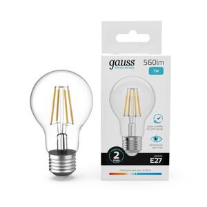 22227 Лампа Gauss Filament Elementary А60 7W 560lm 4100К Е27 LED 1/10/50