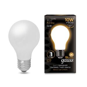 102202110 Лампа Gauss LED Filament A60 OPAL E27 10W 820lm 2700К 1/10/40 рис.0