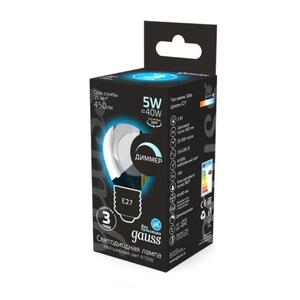 105802205-D Лампа Gauss Filament Шар 5W 450lm 4100К Е27 диммируемая LED 1/10/50 рис.2